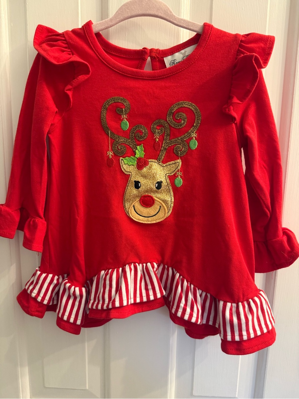 Rare Editions Girls Christmas Reindeer 2 Piece Outfit Set 18M Holiday